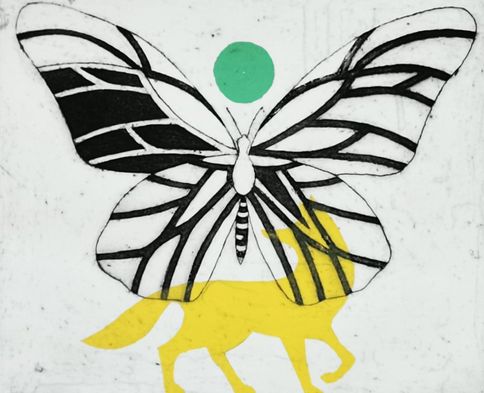  Original kunst / Fox in Butterfly-land SOLGT